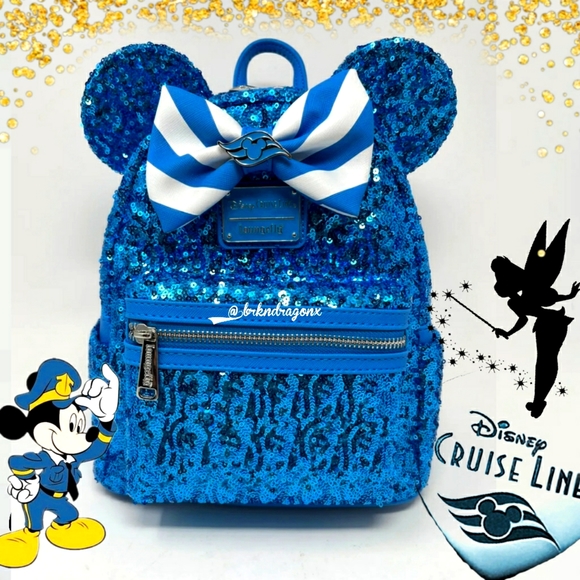 NWT Loungefly Disney Cruise Line DCL Teal Turquoise Blue Nautical Mini Backpack Amazon.com | Loungefly Disney Parks DCL Cruise Line 25th  main image 3